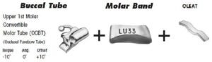 1st Molar Bands Assembly with Upper OCBT Buccal Tube and Cleat