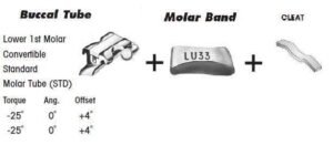 1st Molar Bands Assembly with Lower STD Buccal Tube and Cleat