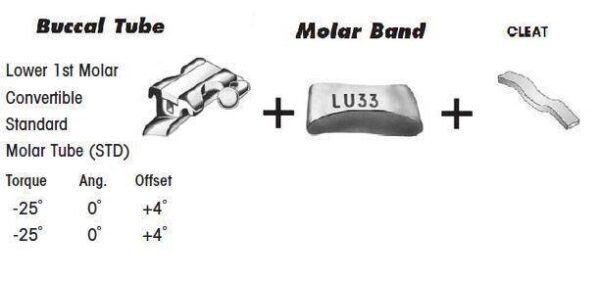 1st Molar Bands Assembly with Lower STD Buccal Tube and Cleat