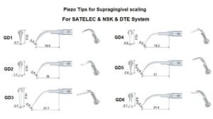 Piezo Tips for Supragingival scaling SATELEC, NSK & DTE