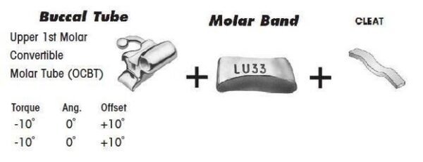 Upper-1st-Molar-Convertible-Molar-Tube-with-Cleat.jpg 1st Molar Bands Assembly with Upper OCBT Buccal Tube and Cleat
